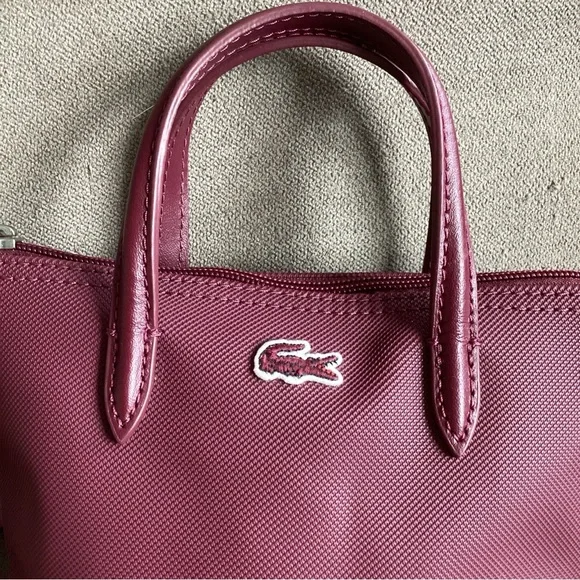 Plum Burgandy Lacoste Mini Crossbody Bag Purse For Women Girls Alligator - Picture 3 of 7